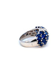 6.01 Carat Natural Blue Sapphire and Diamond Cluster Platinum Ring, Size 5.25