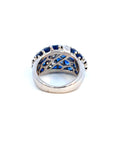 6.01 Carat Natural Blue Sapphire and Diamond Cluster Platinum Ring, Size 5.25