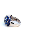 6.01 Carat Natural Blue Sapphire and Diamond Cluster Platinum Ring, Size 5.25