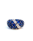 6.01 Carat Natural Blue Sapphire and Diamond Cluster Platinum Ring, Size 5.25