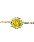 GIA Certified 9.65 Carat Yellow Sapphire and Diamond Art Deco 18K Gold Brooch