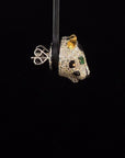 3.01 Carat Diamond and Emerald Panther Studs