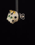 3.01 Carat Diamond and Emerald Panther Studs