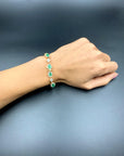 Early 20th Century Natural Emerald and Diamond Bracelet in 18K Yellow Gold