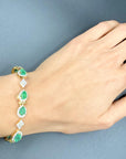 Early 20th Century Natural Emerald and Diamond Bracelet in 18K Yellow Gold