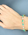 Early 20th Century Natural Emerald and Diamond Bracelet in 18K Yellow Gold