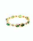 Early 20th Century Natural Emerald and Diamond Bracelet in 18K Yellow Gold
