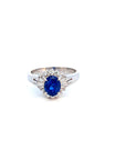 1.88 Carat Blue Sapphire Platinum Ring, Size 6.5