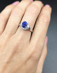 1.88 Carat Blue Sapphire Platinum Ring, Size 6.5