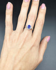 1.88 Carat Blue Sapphire Platinum Ring, Size 6.5