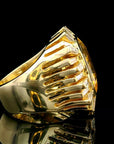 13.38 Carat Yellow Sapphire and Diamond Ring in 18K Gold, Size 6.5