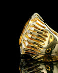 13.38 Carat Yellow Sapphire and Diamond Ring in 18K Gold, Size 6.5