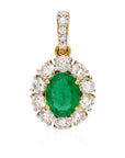 6.27 Carat Emerald and 4.27 carat Diamond Pendant and Earring