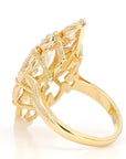 7.62 Carat Pear-Cut Diamond Shuttle Ring in 18K Gold, Size 4.5