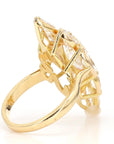 7.62 Carat Pear-Cut Diamond Shuttle Ring in 18K Gold, Size 4.5