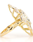 7.62 Carat Pear-Cut Diamond Shuttle Ring in 18K Gold, Size 4.5