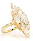 7.62 Carat Pear-Cut Diamond Shuttle Ring in 18K Gold, Size 4.5