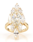 7.62 Carat Pear-Cut Diamond Shuttle Ring in 18K Gold, Size 4.5