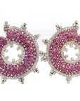 8.19 Carat Pink Sapphire 4.16 Carat Diamond Stud Earrings 18K Gold - 2 Piece