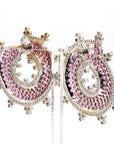8.19 Carat Pink Sapphire 4.16 Carat Diamond Stud Earrings 18K Gold - 2 Piece