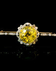 GIA Certified 9.65 Carat Yellow Sapphire and Diamond Art Deco 18K Gold Brooch