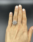 1.45 Carat Rose cut 0.43 Carat Round Diamond Lilotus Ring 18K Gold, Size 6.25