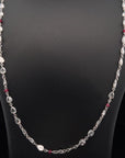 11 Carat Ruby and 8.52 Carat Diamond Platinum Long Chain Necklace