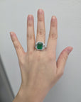 Rare Natural Green Emerald Cocktail Ring GIA Certfied