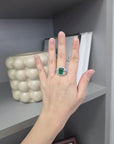 Rare Natural Green Emerald Cocktail Ring GIA Certfied