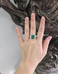 Rare Natural Green Emerald Cocktail Ring GIA Certfied