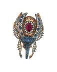 3 Carat Diamond, 2 Carats Sapphire and 3.5 Carat Spinel Beetle Pin