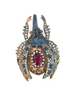 3 Carat Diamond, 2 Carats Sapphire and 3.5 Carat Spinel Beetle Pin