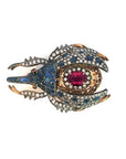 3 Carat Diamond, 2 Carats Sapphire and 3.5 Carat Spinel Beetle Pin