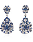 24 Carats Blue Sapphire and 4 Carats Diamond Drop Earring Earring