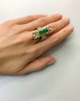 2.35 Carat Long Emerald And Platinum Ring, Size 7.75