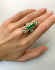 2.35 Carat Long Emerald And Platinum Ring, Size 7.75