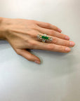 2.35 Carat Long Emerald And Platinum Ring, Size 7.75
