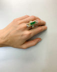 2.35 Carat Long Emerald And Platinum Ring, Size 7.75