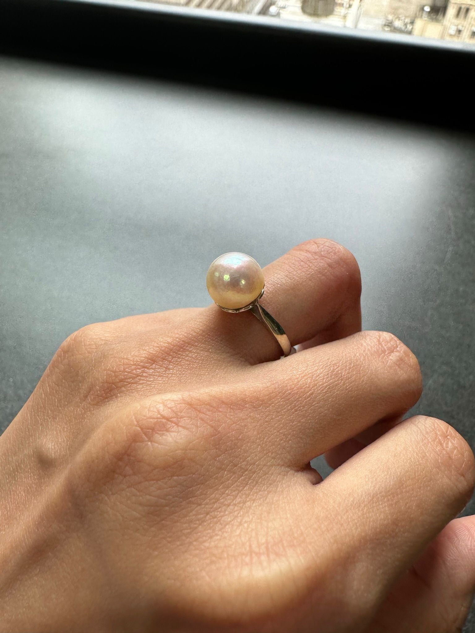 French Art Deco Natural Pearl Ring