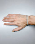 6.50 Carat Rose Cut and Round Brilliant Cut Diamond Tennis Halo Bracelet