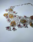56 Carat Multi-Colored Sapphire and Diamond Necklace and Earring Set - 3 Pieces