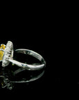 2.96 Carat Yellow Sapphire and Diamond 18K Gold Ring, Size 6