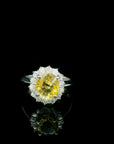 2.96 Carat Yellow Sapphire and Diamond 18K Gold Ring, Size 6