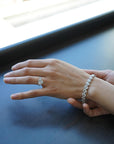 6.50 Carat Rose Cut and Round Brilliant Cut Diamond Tennis Halo Bracelet