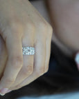 7.29 Carat Rose Cut Cluster Ring 18K Gold, Size 6.5