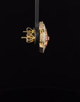 3.12 Carat Ruby and 1.15 Carat Diamond Geometric Flower 18K Gold Earring
