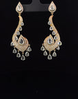 Diamond Covered Rose Gold & Dangling Natural Diamonds Earrings - 2 Pieces