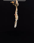 Diamond Covered Rose Gold & Dangling Natural Diamonds Earrings - 2 Pieces