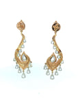 Diamond Covered Rose Gold & Dangling Natural Diamonds Earrings - 2 Pieces