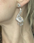 Diamond Covered Rose Gold & Dangling Natural Diamonds Earrings - 2 Pieces